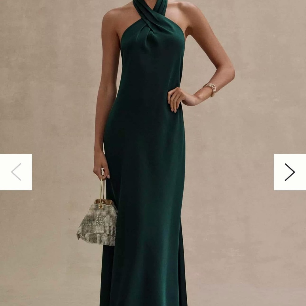 BHLDN Green Halter Neck Sleeveless Gown
